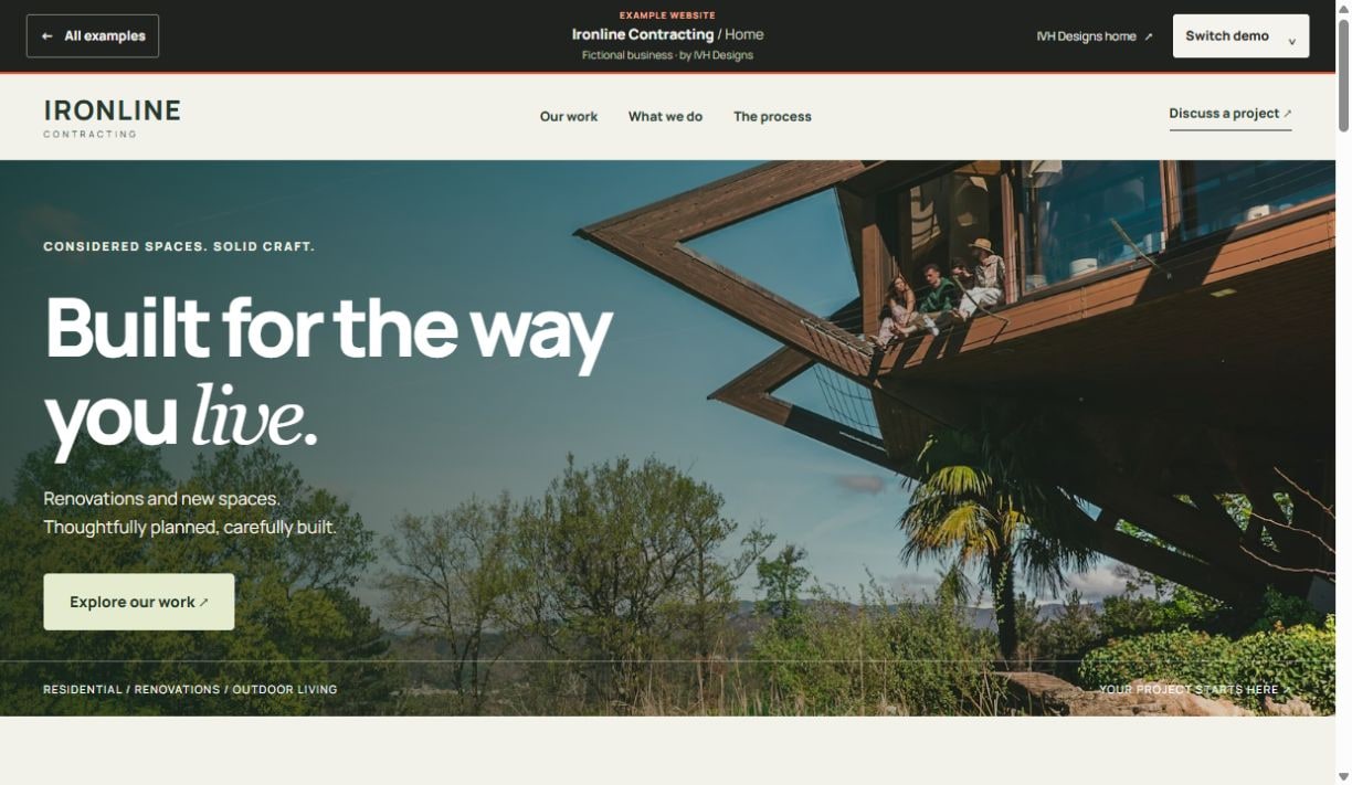 Preview of the Ironline contractors & trades website — open to explore the working demo